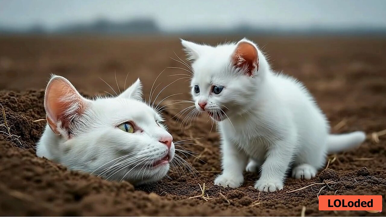Brave Kitten Rescues Mama Cat from Muddy Trap! 🐱💪❤️ Heartwarming Animal Rescue Story