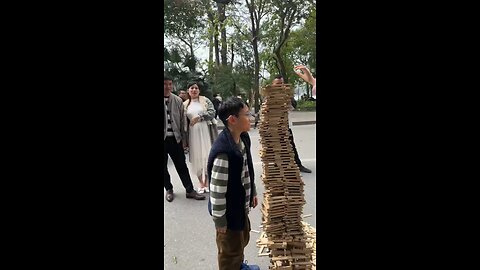 Amazing Children Build Tower Of Woos Sticks !