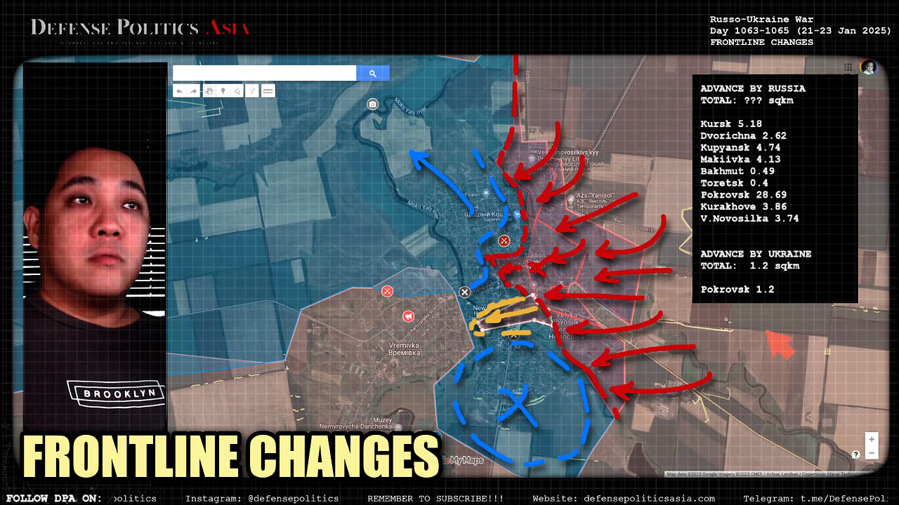 [ Ukraine Frontline Changes ] Russia grips the heart of Velyka Novosilka; Dvorichna, Pokrovsk, Kursk