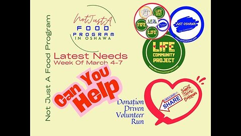 Not Just A Food Program March 4-7 Latest Needs