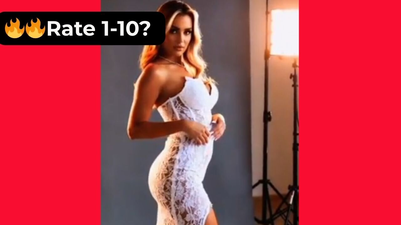 🔥 Rate Her Body in This White See-Through Lace Dress 1-10? 😍 Supermodel 4K