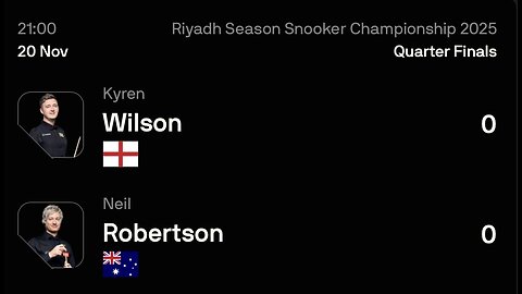 🔴 ถ่ายทอดสดสนุกเกอร์ 🏴󠁧󠁢󠁥󠁮󠁧󠁿 ไคเรน วิลสัน VS นีล โรเบิร์ตสัน 🇦🇺 ศึก ริยาดห์ ซีซั่น