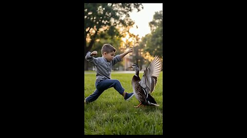 unbelievable kungfu fight of boy and duck