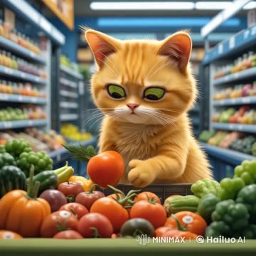 Cat Goes Grocery Shopping for Fresh Veggies! 🛒🥕