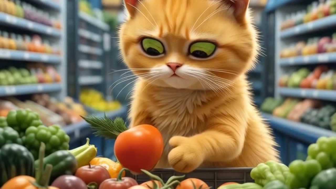 Cat Goes Grocery Shopping for Fresh Veggies! 🛒🥕