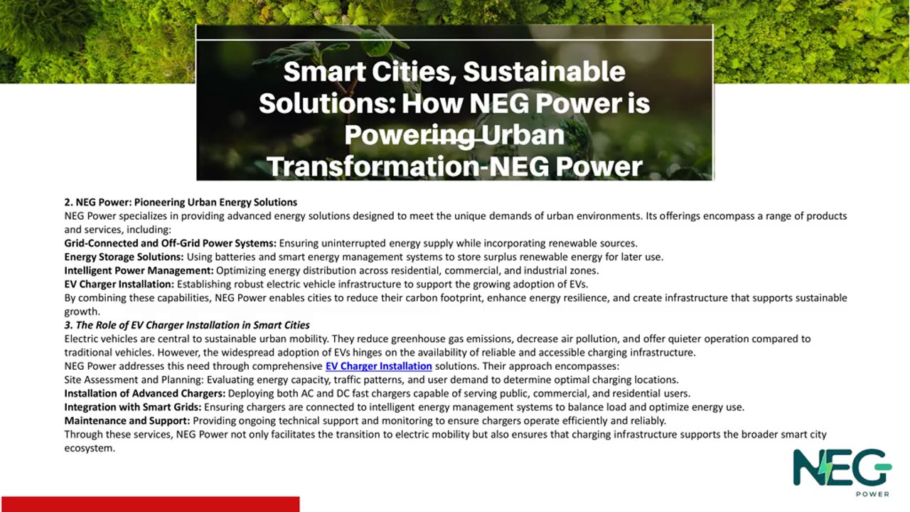 Smart Cities, Sustainable Solutions: How NEG Power is Powering Urban Transformation-NEG Power