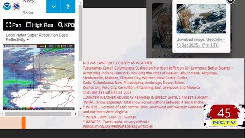 NCTV45 LAWRENCE COUNTY 45 WEATHER UPDATE 12:40 PM SAT DEC 13 2025