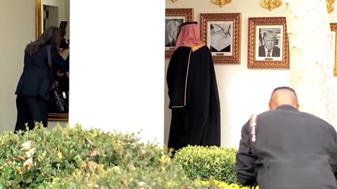 President Trump shows MBS the autopen portrait