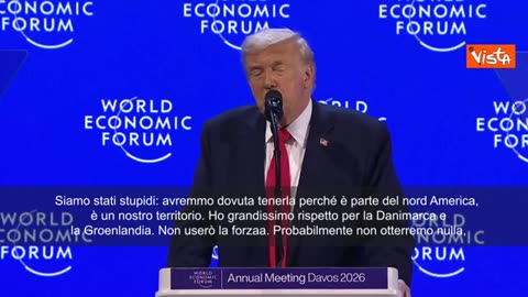 NOTIZIE DAL MONDO Forum di Davos 2026,Trump:'Vogliamo annettere la Groenlandia,ma non useremo la forza'.il consueto e annuale WEF si tiene dal 19 al 23 gennaio 2026 a Davos in Svizzera come ogni anno da sempre dal 1971