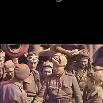 British Soviet troops join forces 1945 historic encounter #Colourized footage 🇬🇧 🇷🇺 🎥