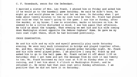 C F URSENBACH, Sworn In For The Defendant, 73rd To Testify