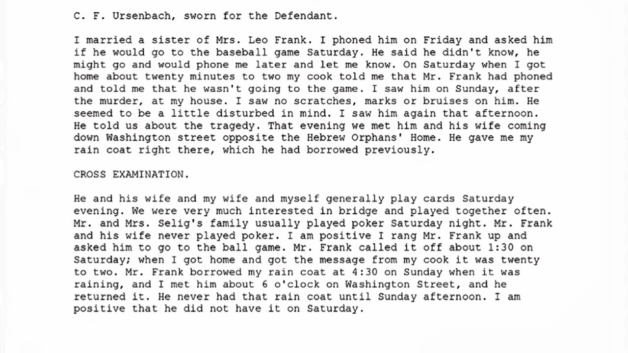 C F URSENBACH, Sworn In For The Defendant, 73rd To Testify