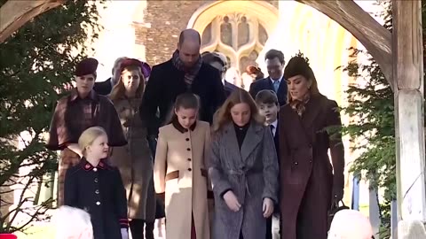 Britain's royals, minus Andrew, attend traditional Christmas service