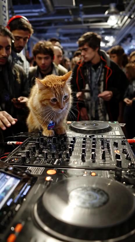 a cat dj dropping the beat_crowd