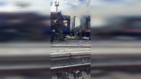 Aftermath Russian Drone Attack On Train Station in Sumy