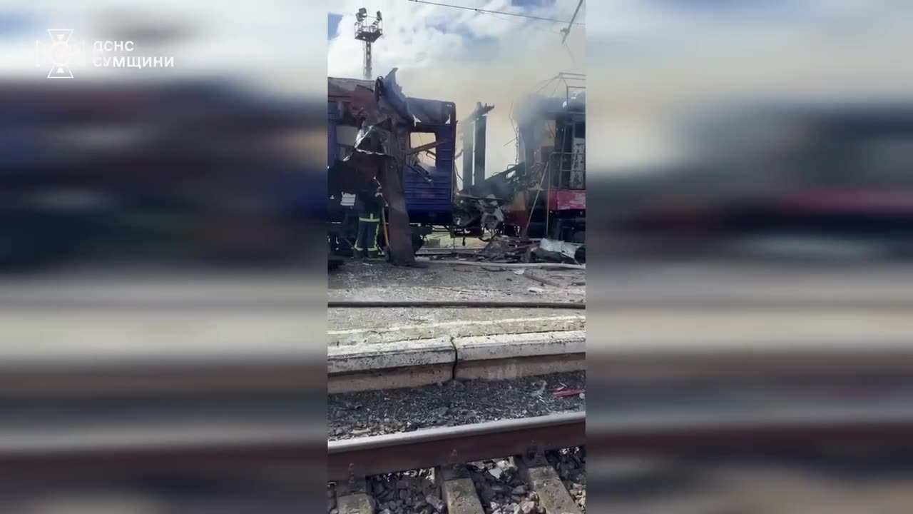 Aftermath Russian Drone Attack On Train Station in Sumy