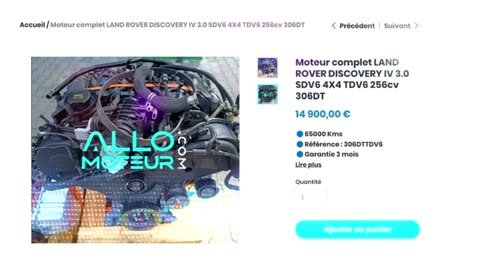 ALLOMOTEUR.COM - Moteur complet LAND ROVER DISCOVERY IV 3.0 SDV6 4X4 TDV6 256cv 306DT