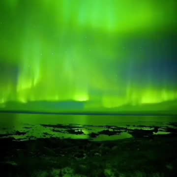 Incredible Northern Lights captured on the coast of Hudson Bay, Canada.
