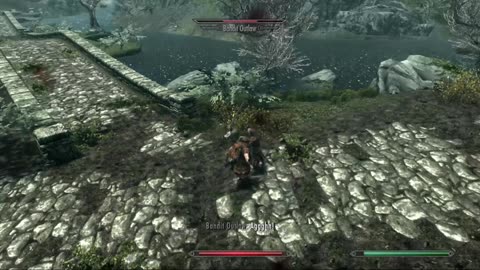 The Elder Scrolls V: Skyrim - Warrior Melee Combat vs 2 Bandits | The Creative Vault