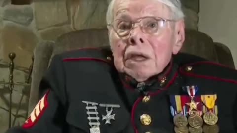 100 Year old WW2 veteran gets emotional when talking about the future.