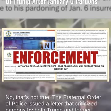 Fact Check: Fraternal Order Of Police Did NOT Rescind Endorsement Of Trump After January 6 Pardons