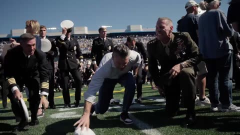 Pete Hegseth helps set world record at Navy football game