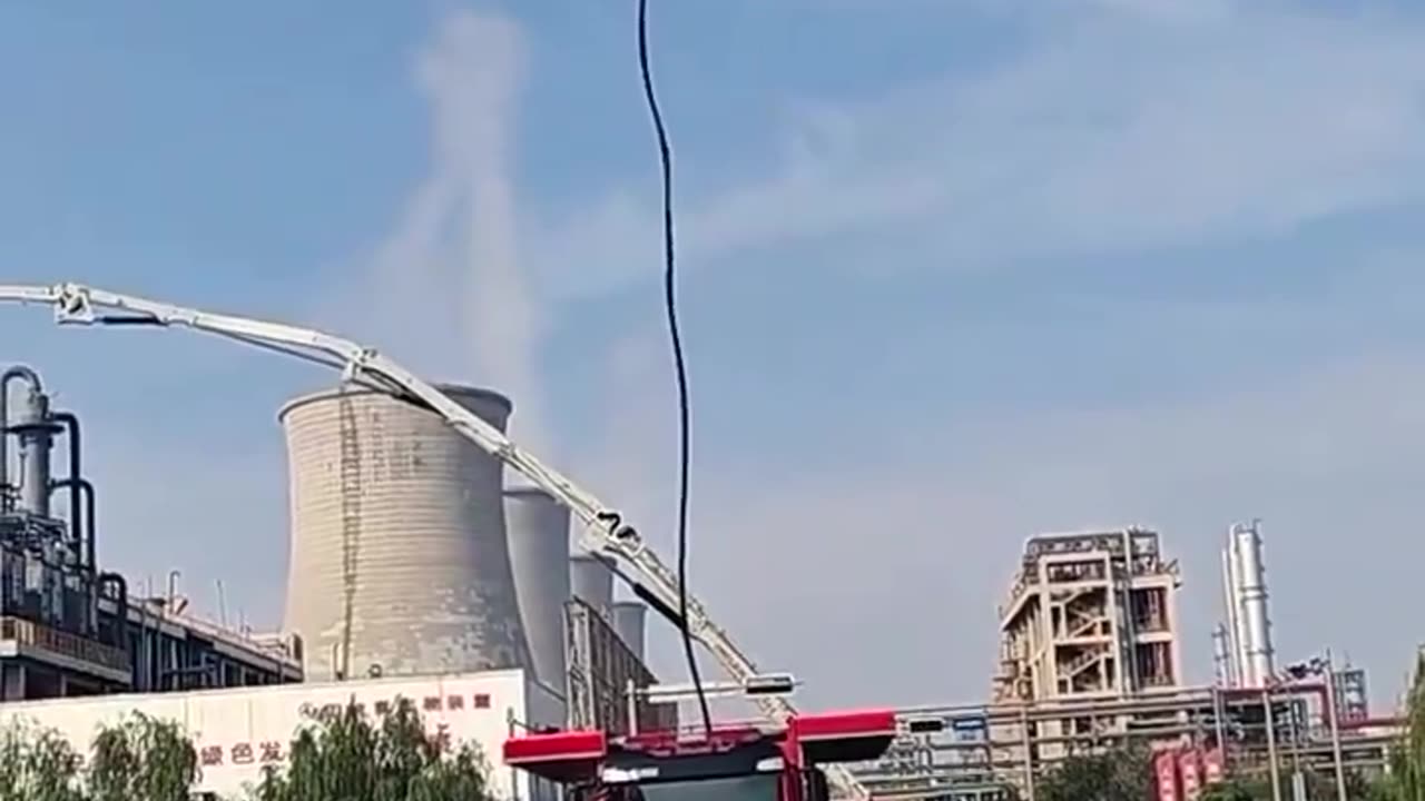 Testing a drone-tethered fire hose capable of delivering water up to 150 meters (492 feet).
