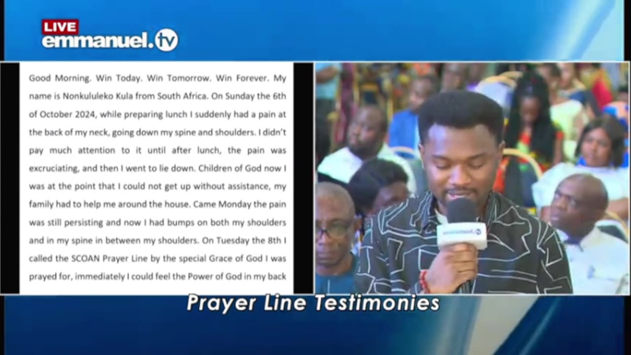 Prayer Line Testimony 12th January 2025