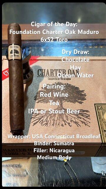 Foundation Charter Oak Maduro 6x52 Toro #Short #CigarOfTheDay #Shorts #CigarReview #Review
