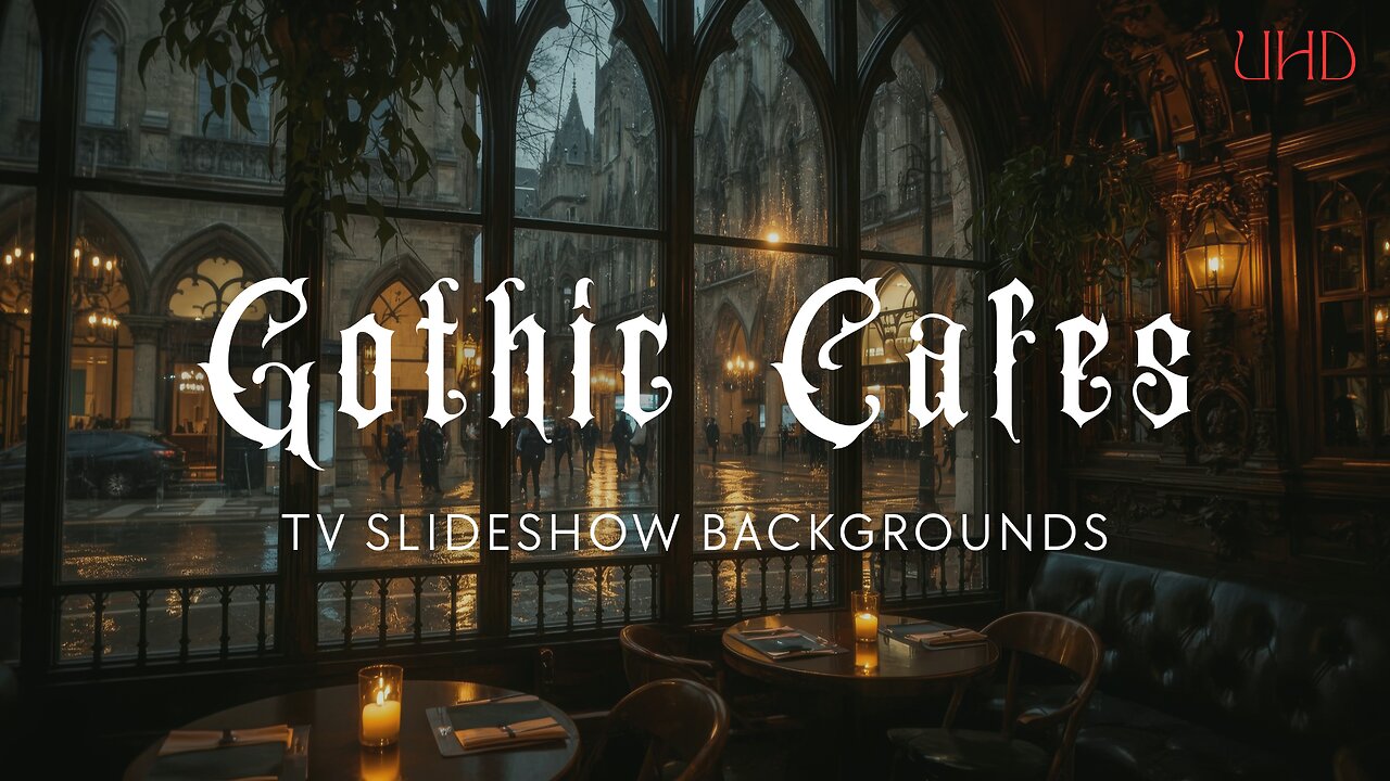 Gothic Cafes – 5-Hour UHD Slideshow Backgrounds (10 Images – 1 Every 30 Minutes)