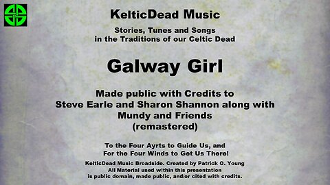 Galway Girl - KDM credits to Steve Earle and Sharon Shannon