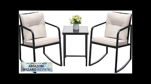 Devoko 3 Piece Rocking Bistro Set Wicker Patio Outdoor Furniture Porch Chairs Review