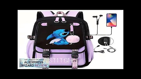 Disney Lilo Stitch Boys Girls Schoolbags Teenager USB Charging Laptop Backpack Women Review