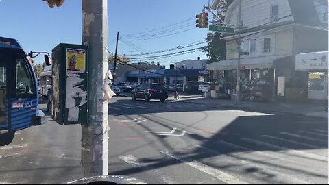 Q27 Nova LFS MTA Bus Making a Turn at Holly Ave Flushing Main Street