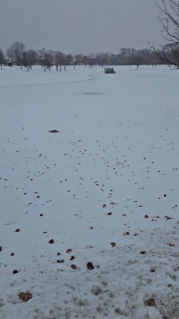 Louis Reservoir Frozen in Winter Weather