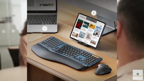 ProtoArc Backlit Bluetooth Ergonomic Keyboard, EK01 Plus Full Size Wireless Spli