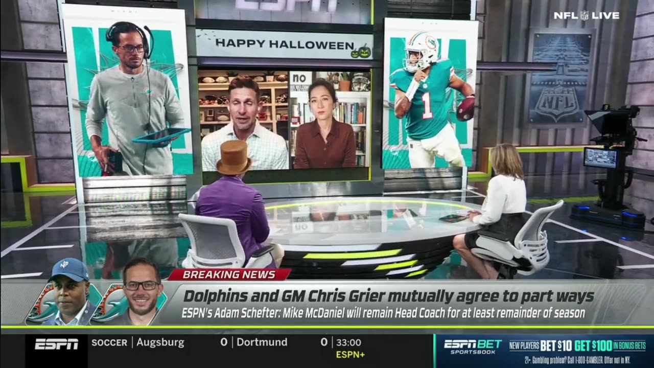 NFL LIVE | Dan Orlovsky calls out Dolphins for part ways with Chris Grier but not fire Mike McDaniel