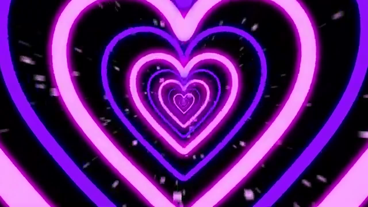 1128. Neon Lights Love Heart Tunnel Particles Background 3 hours