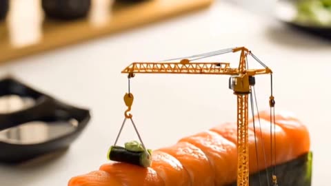 "Mini Workers Building Giant Sushi | Creative Food Art"