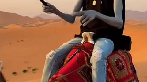 German Alien 😂 | on a camel in Sahara Africa - Sora2