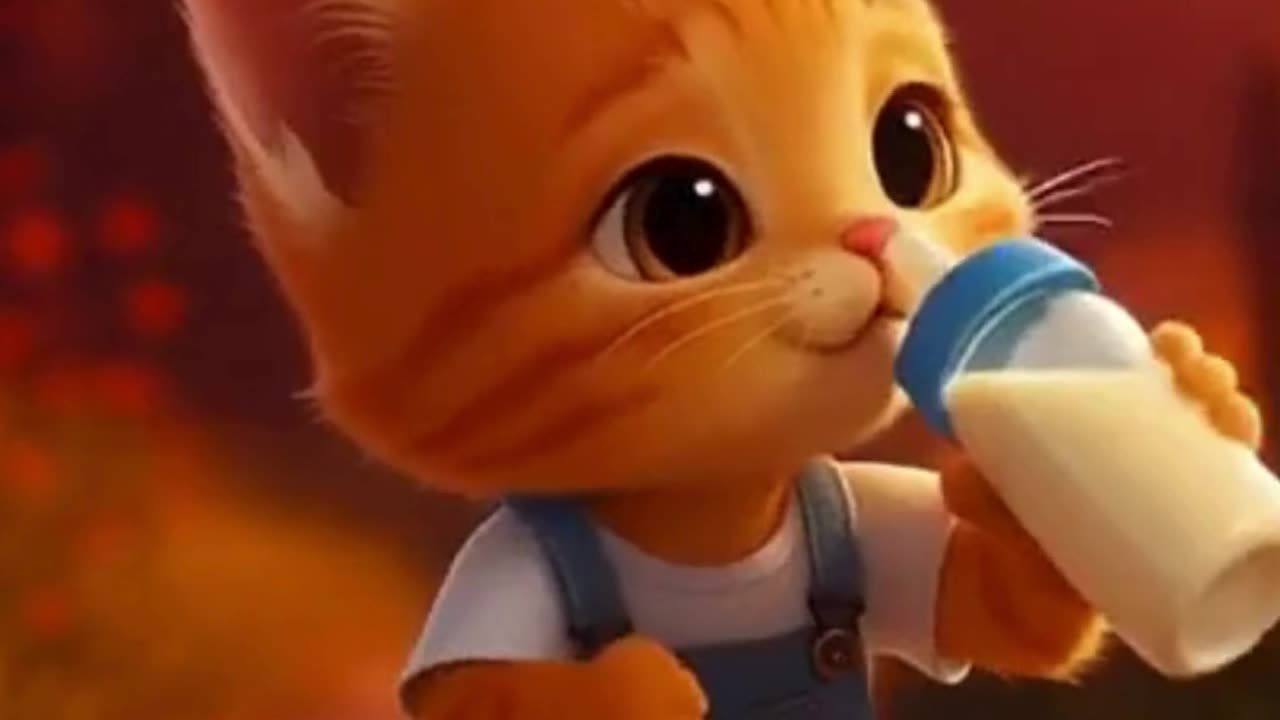 😍 cute cat drinking milk 💕❤️