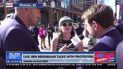 BEN AND JAVIER TALK TO PROTESTORS OUTSIDE AMFEST