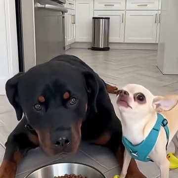 Big dog gets fed up with sassy Chihuahua.