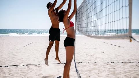 playing on the beach