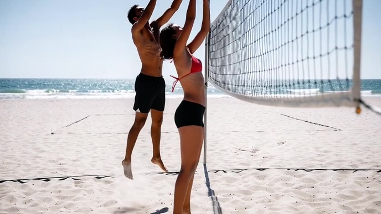 playing on the beach