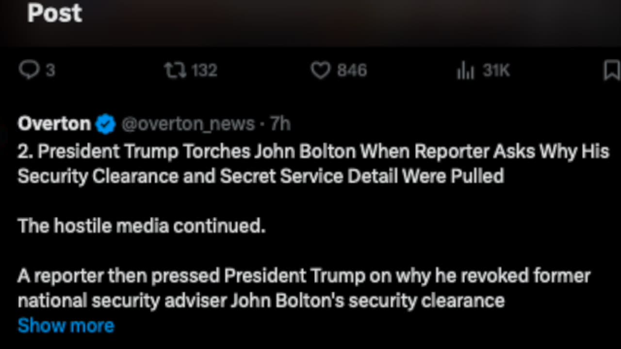 PRESSCON CLIP : Reporter Asks Why John Bolton Was Stripped of His Security Clearance