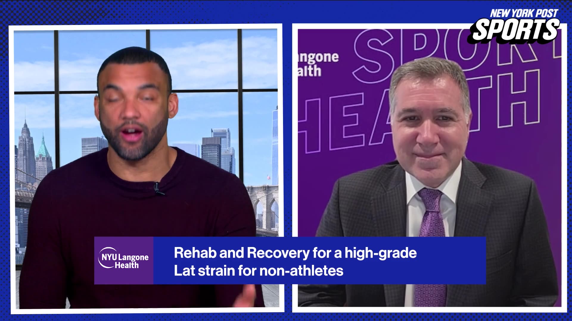 NYU Langone's Mark Grossman, MD, explains Luis Gil's recovery process from a high-grade right lat strain