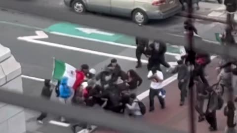 Anti-ICE Protesters violently attack and beat Man Outside Of City Hall In Los Angeles