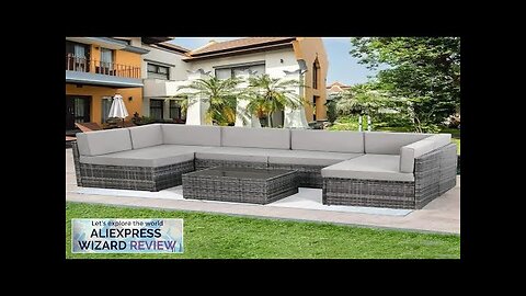 7-piece patio furniture set modular wicker outdoor sectional sofa PE rattan outdoor Review