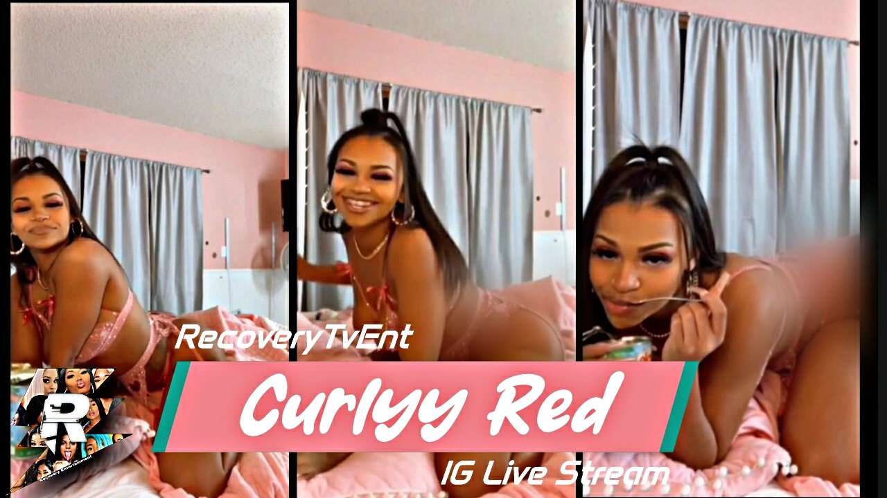 Curlyy Red aka Ftnbae dancing on bed in lingerie